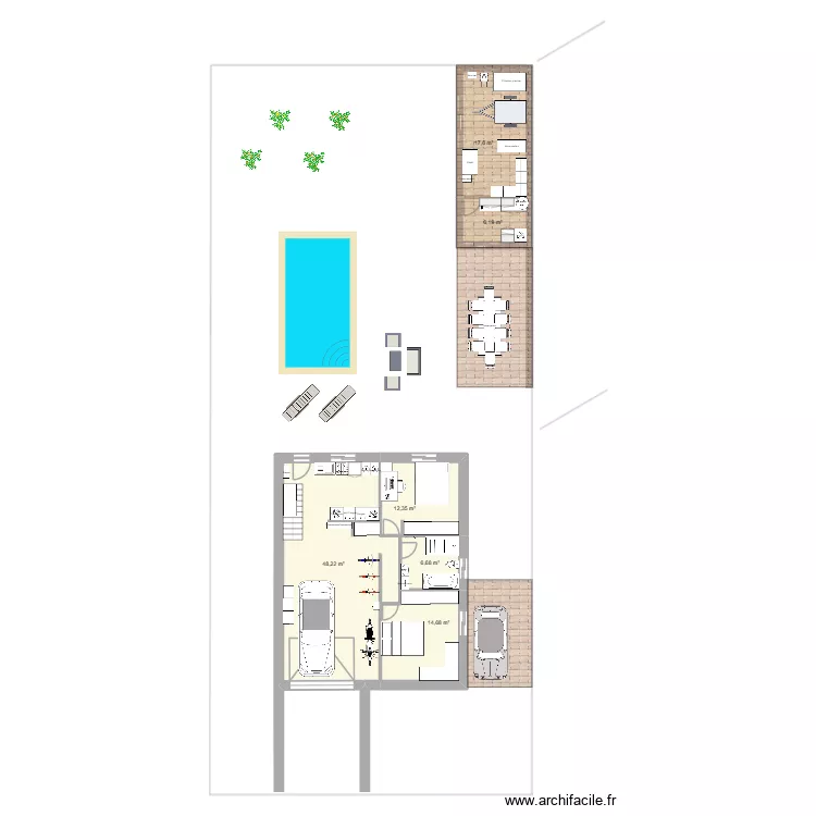 Maison Espagne 2 + sous-sol. Plan de 10  et 188 m²