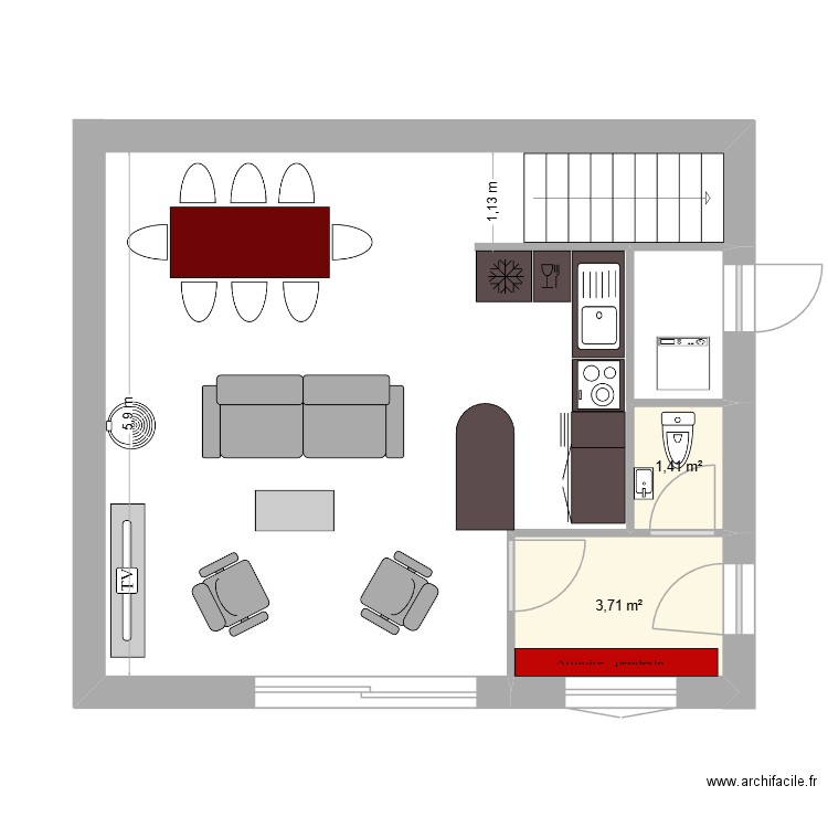 anais1. Plan de 2 pièces et 5 m2