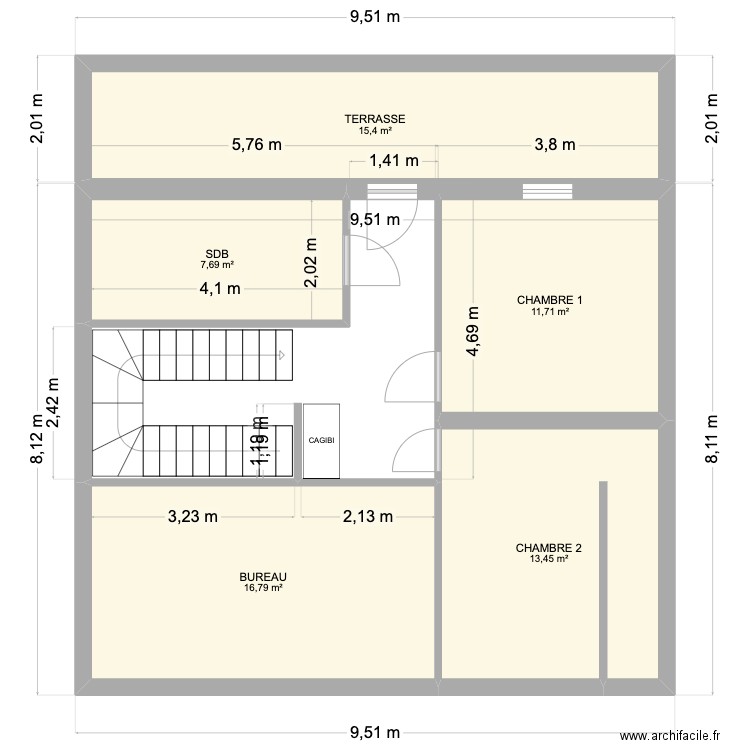 R2 PHILIPPE SERRE. Plan de 5 pièces et 65 m2