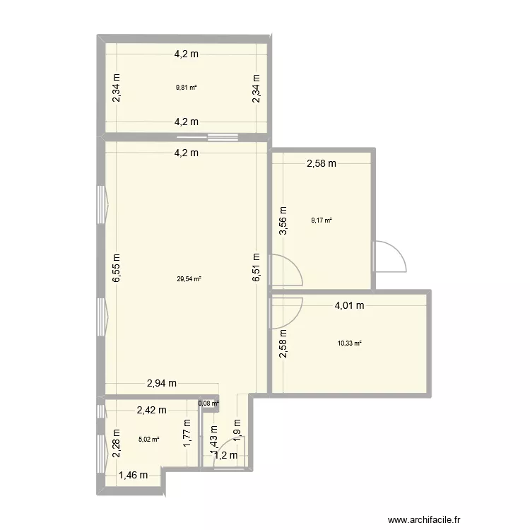 RDC BALITRAND. Plan de 6  et 64 m²