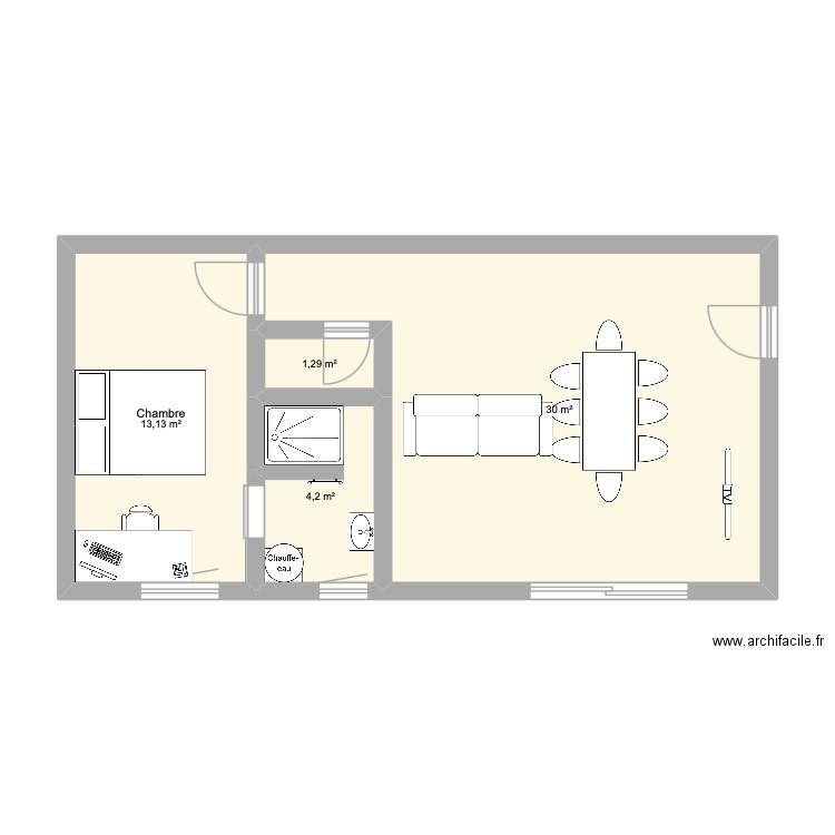 appart Pouilley. Plan de 4 pièces et 49 m2