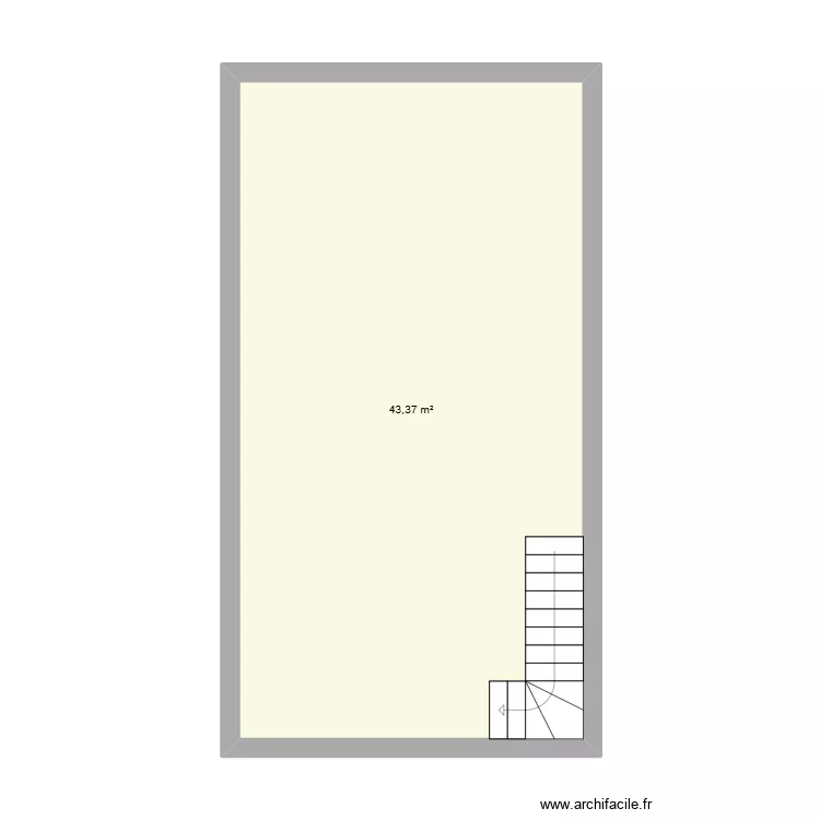 2eme etage. Plan de 1 Pièce et 43 m²