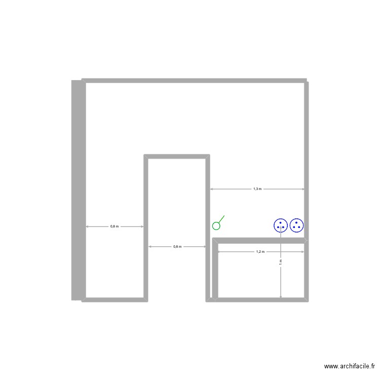 BUREAU. Plan de 1 pièce et 1 m2