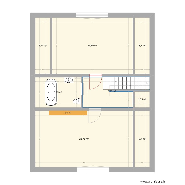 LLN. Plan de 20 pièces et 208 m2