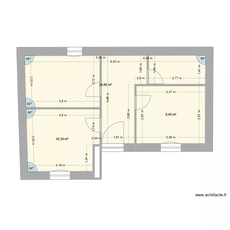 maison michel servet &eacute;tage. Plan de 3  et 41 m²