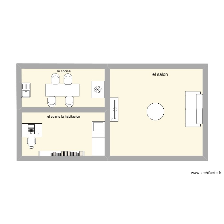 la casa de milo. Plan de 3 pièces et 43 m2