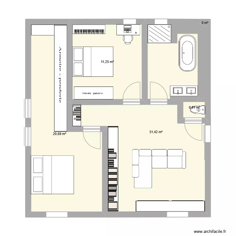 Embourg2. Plan de 5 pièces et 64 m² Embourg2. Plan de 5 pièces et 64 m²