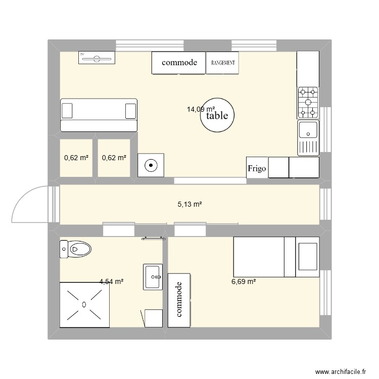 oral ue 5. Plan de 6 pièces et 32 m2