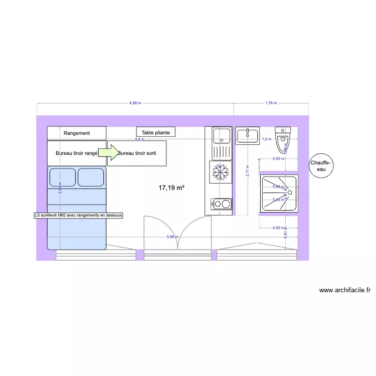 STUDIO DEPENDANCE SOLOGNY. Plan de 1 Pièce et 17 m² STUDIO DEPENDANCE SOLOGNY. Plan de 1 Pièce et 17 m²