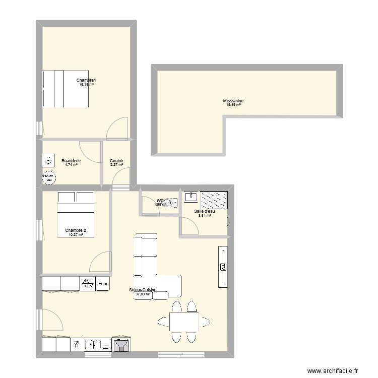 Cédric. Plan de 8 pièces et 98 m2