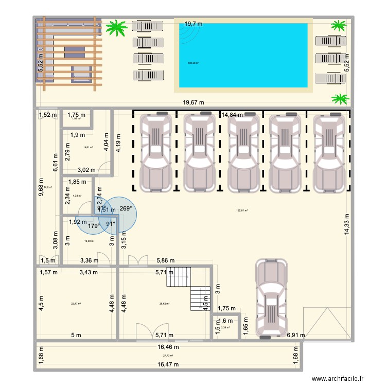 PROJET R+4 asc2 300sqm. Plan de 68 pièces et 1780 m2