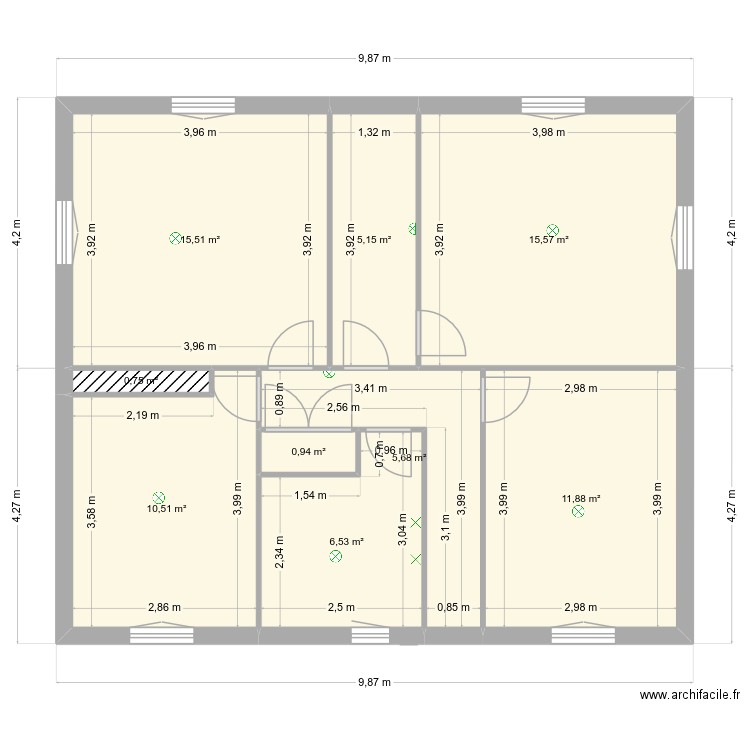 Jiu8shiw. Plan de 9 pièces et 73 m2