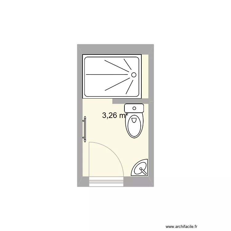 SdB Garges. Plan de 1 pièce et 3 m²