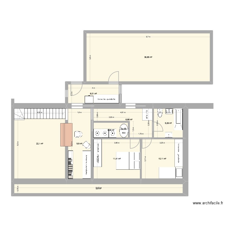 propo. Plan de 10 pièces et 122 m2