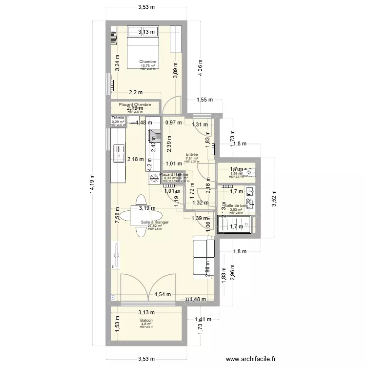 Annemasse. Plan de 10  et 58 m²