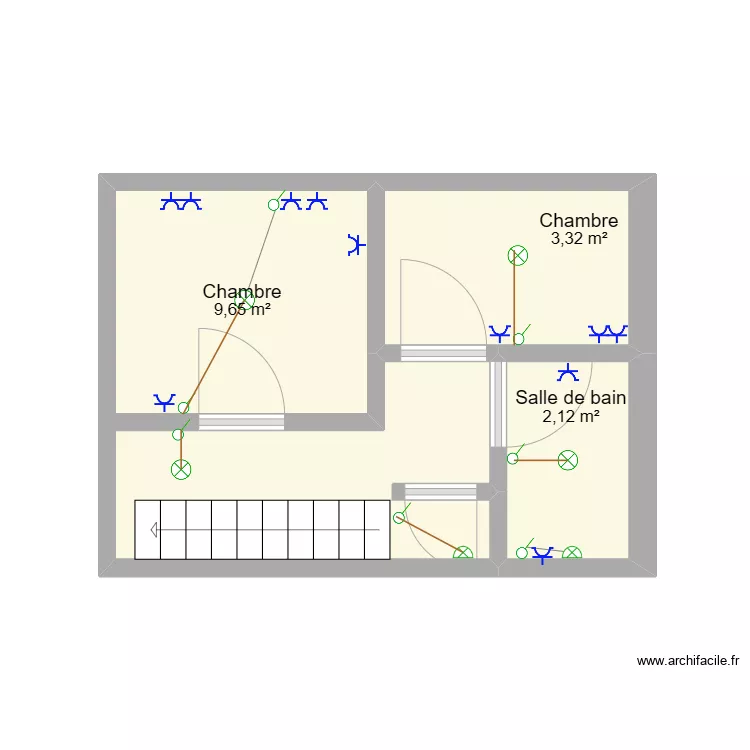 Plan &eacute;lectrique maison 1er &eacute;tage. Plan de 