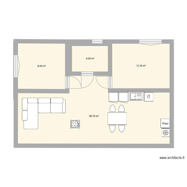 RENEE 3. Plan de 4 pièces et 60 m2