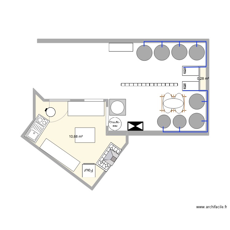Le Renard. Plan de 2 pièces et 11 m2