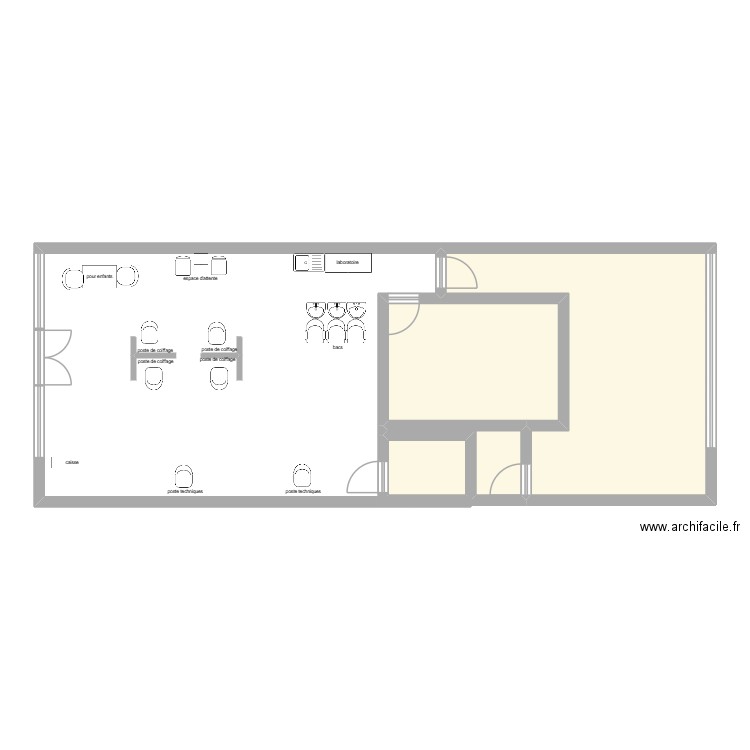Plan salon Jean Claude Aubry. Plan de 4 pièces et 45 m2