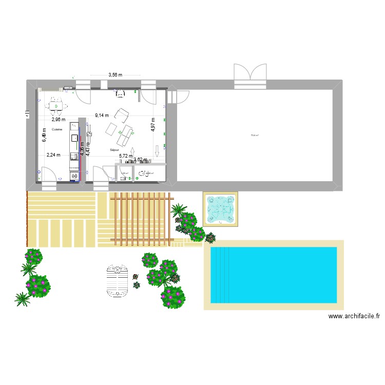 PLAN  AUX COTES meublé. Plan de 10 pièces et 111 m2