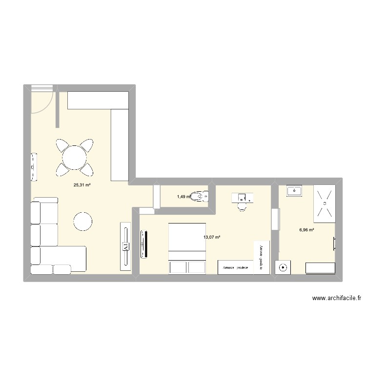 Appart ennery. Plan de 4 pièces et 47 m2