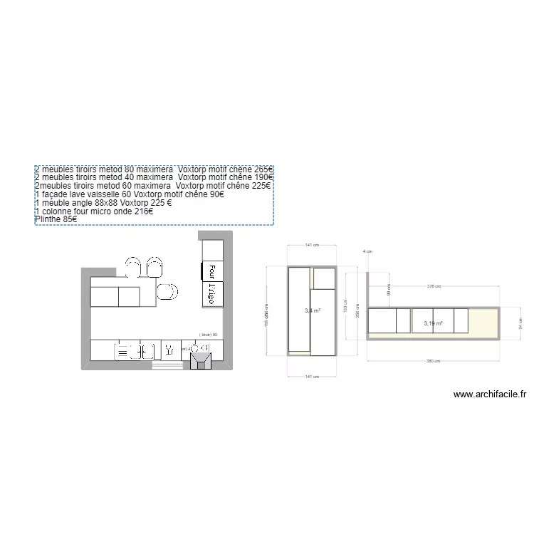 cuisine  test. Plan de 