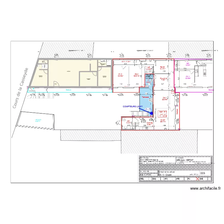 R+1 OUEST LINKY. Plan de 6  et 77 m²