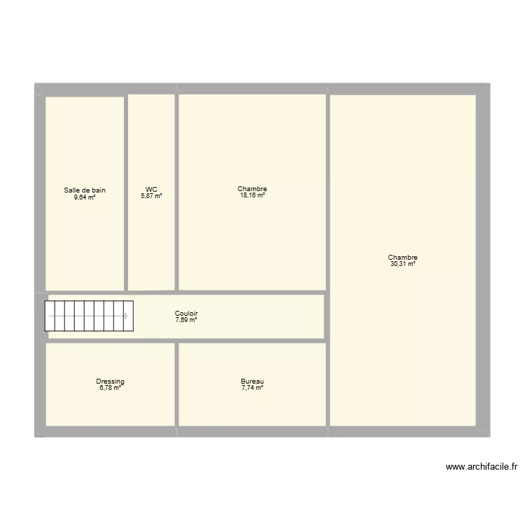 2 &eacute;tage essai. Plan de 7  et 86 m²