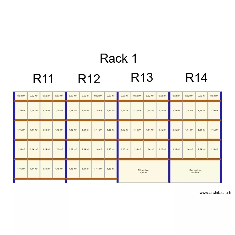Rack R1. Plan de 74  et 84 m²
