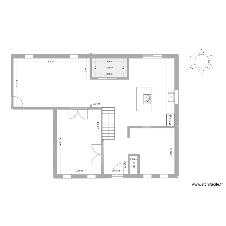 plan de base. Plan de 1  et 5 m²