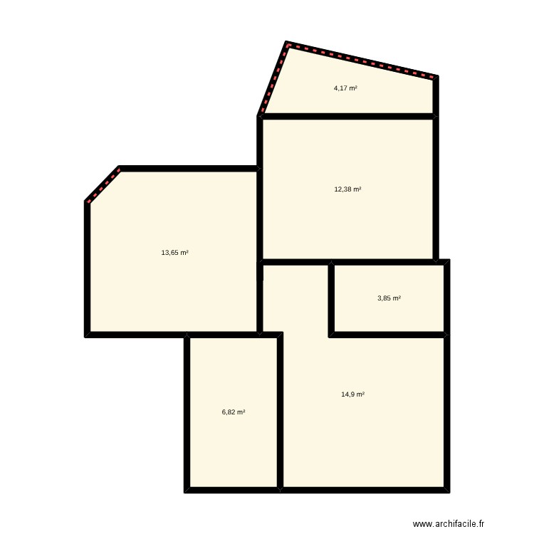 Mongandji. Plan de 6 pièces et 56 m2
