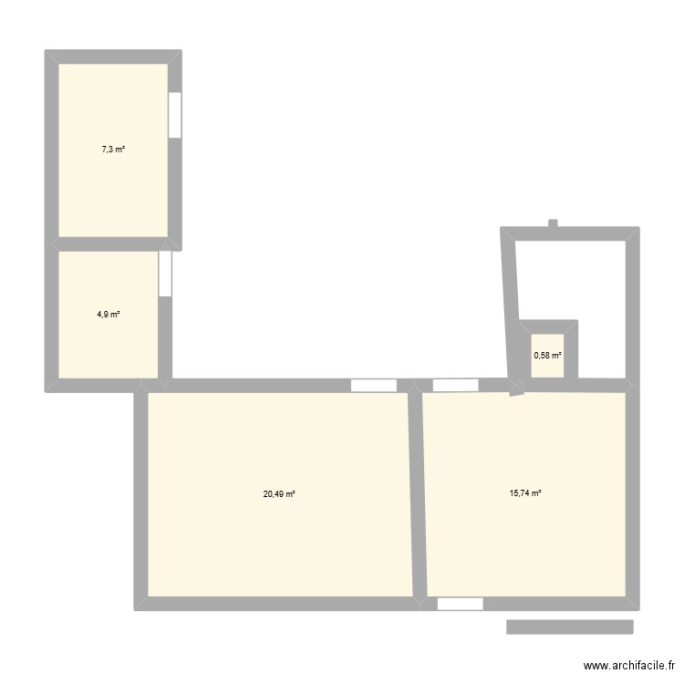 petit toul al lan. Plan de 5 pièces et 49 m2