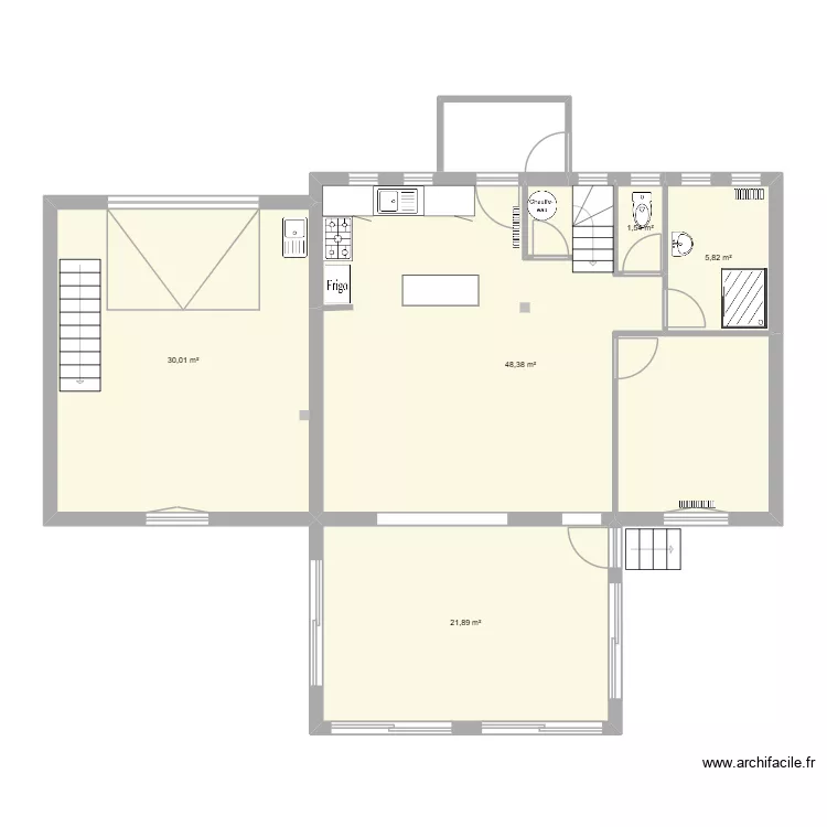 RDC AVANCE. Plan de 5 pièces et 108 m²