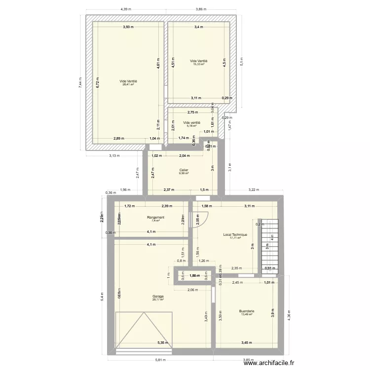 Maison Arthur Chandelle Sous sol. Plan de 9 Pièces et 125 m²