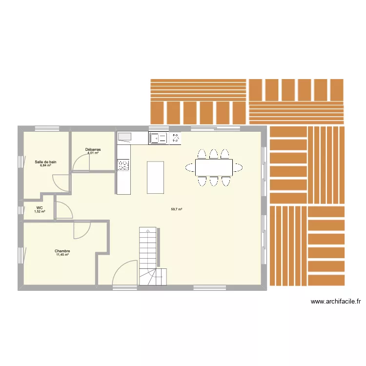 projet 2. Plan de 5  et 84 m²