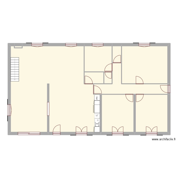 RDC projet Plinthes. Plan de 10 pièces et 157 m2