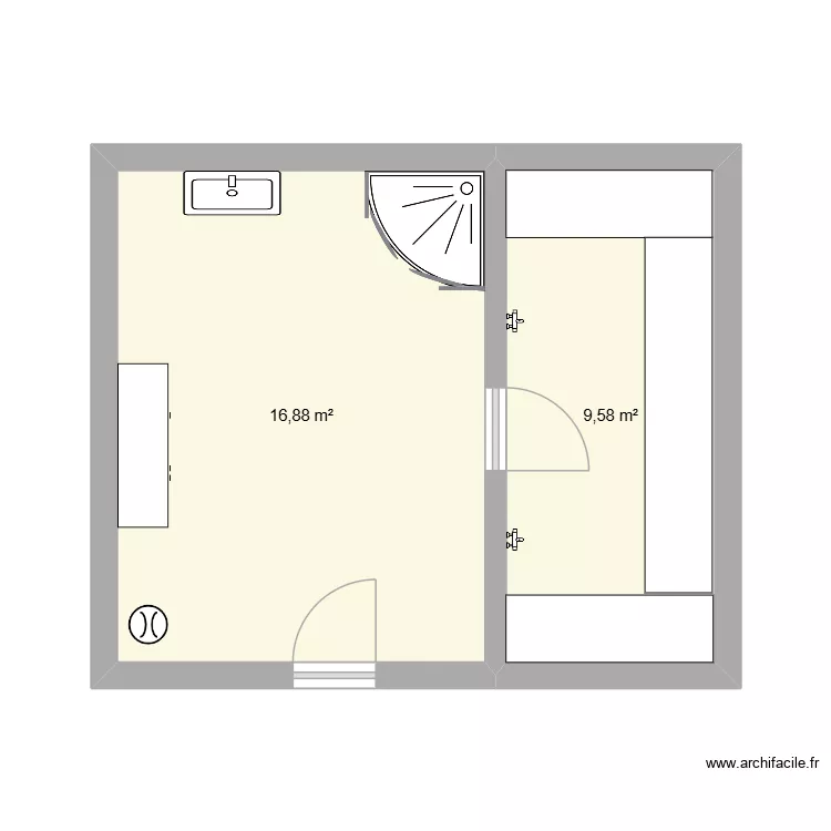 hammam eden cannes. Plan de 2  et 26 m²