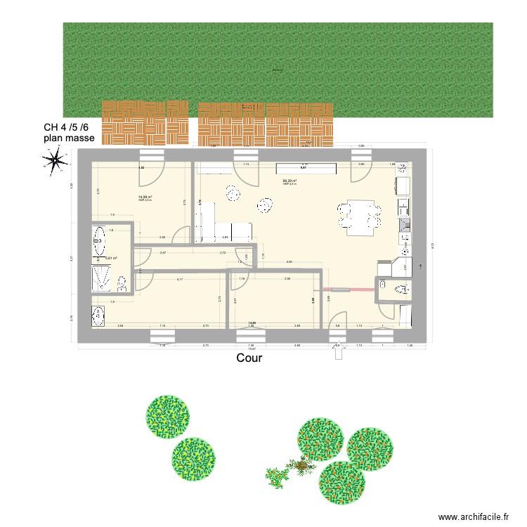 CH 4/5/6 plan masse 30/12/2025. Plan de 3 pièces et 107 m2