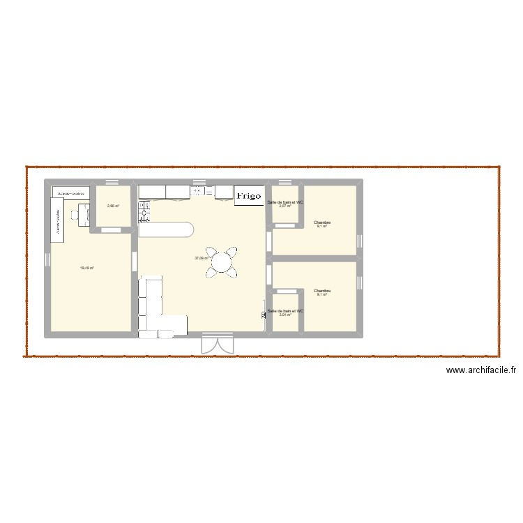 maison 1. Plan de 7 pièces et 82 m2