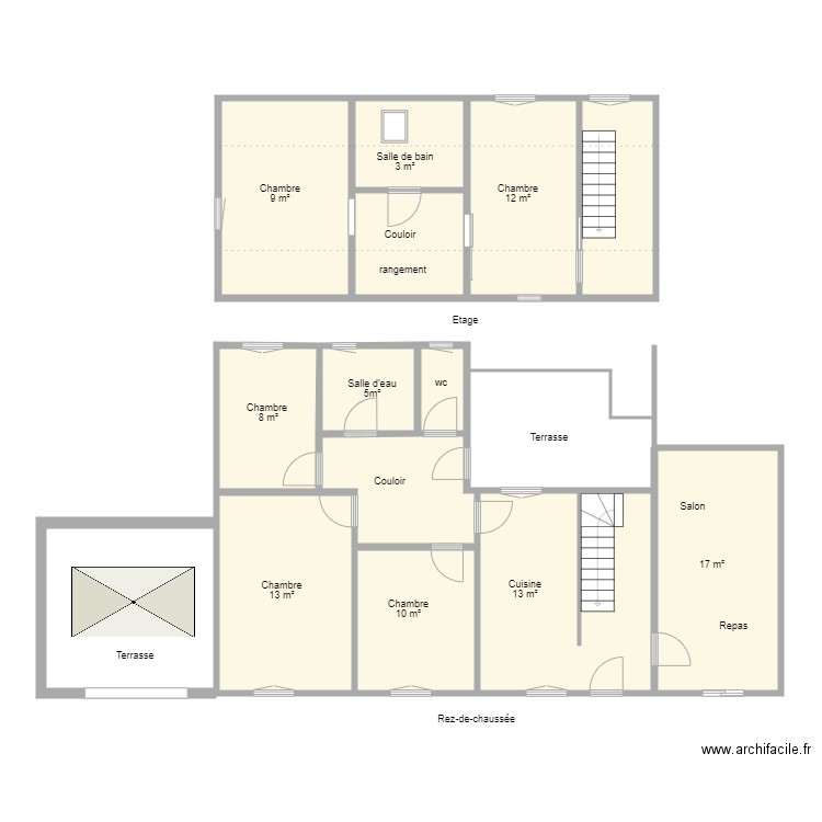 87G5202. Plan de 15 pièces et 158 m2