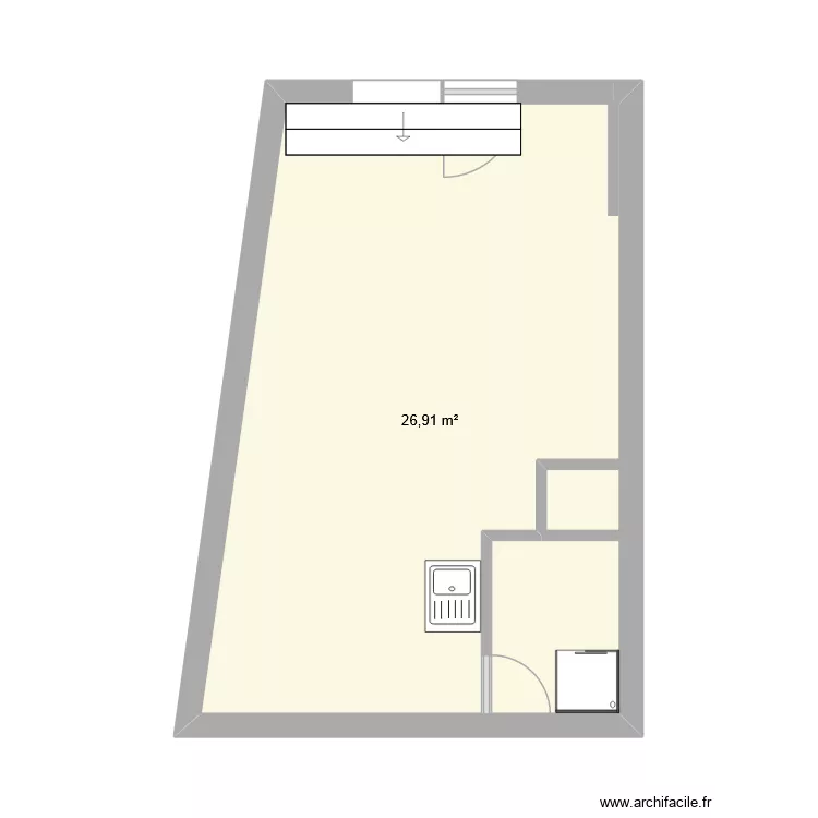 PZN RDC. Plan de 1 Pièce et 27 m² PZN RDC. Plan de 1 Pièce et 27 m²
