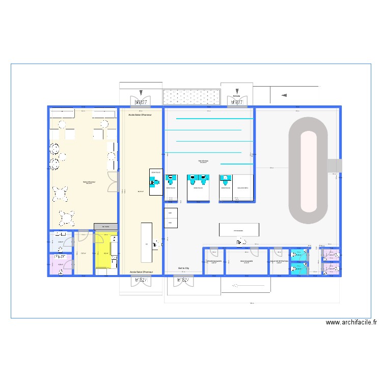 Salon d'honneur updated après visite DG 14/08. Plan de 14 pièces et 390 m2