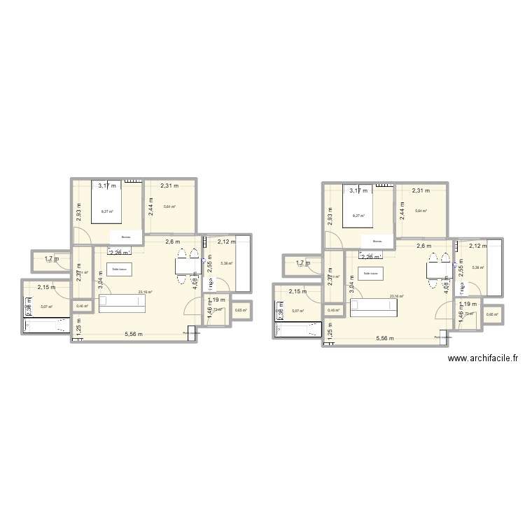 Plan appartement pour aménagement. Plan de 20 pièces et 110 m2