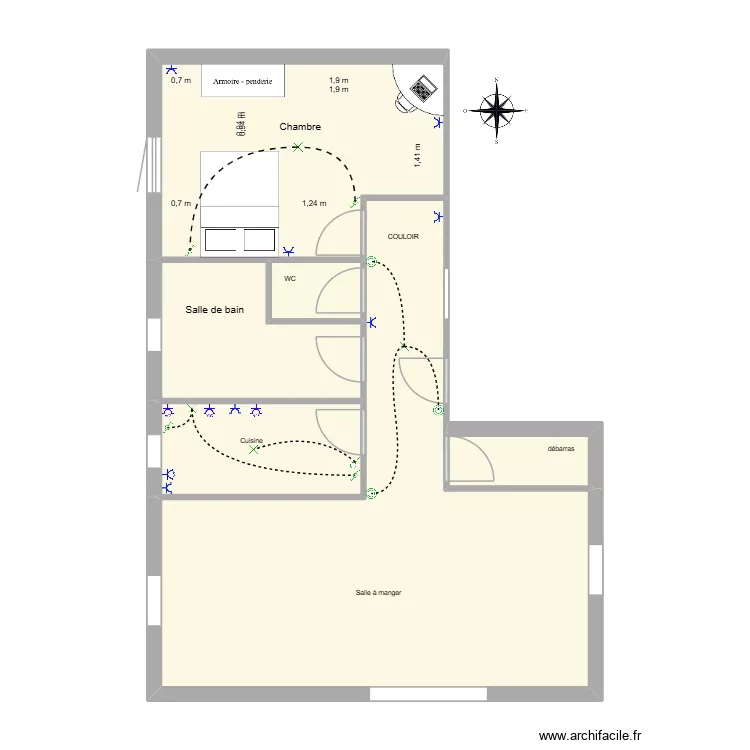 appartement f2 Aaron. Plan de 6 et 65 m² appartement f2 Aaron. Plan de 6 et 65 m²
