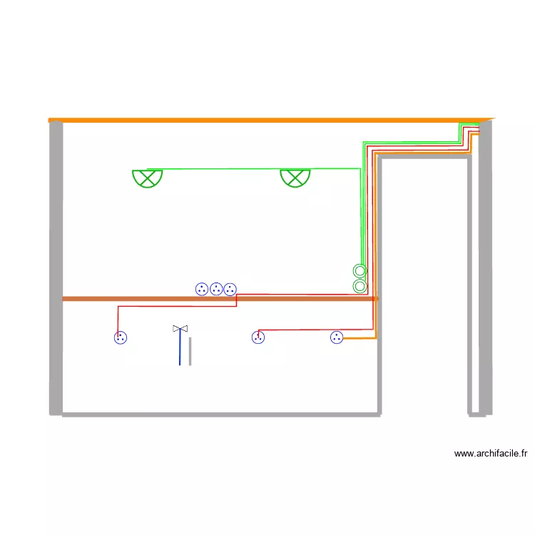 FAVEROLLES_ELECTRICIT&Eacute;_SCHEMA_CUISINE. Plan de 3  et 52 m²