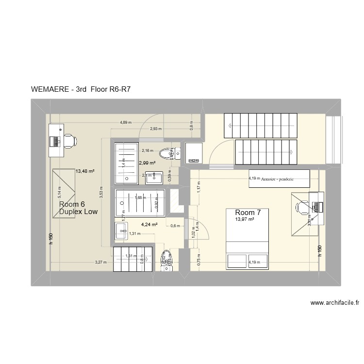 WEMAERE. Plan de 34 pièces et 299 m2