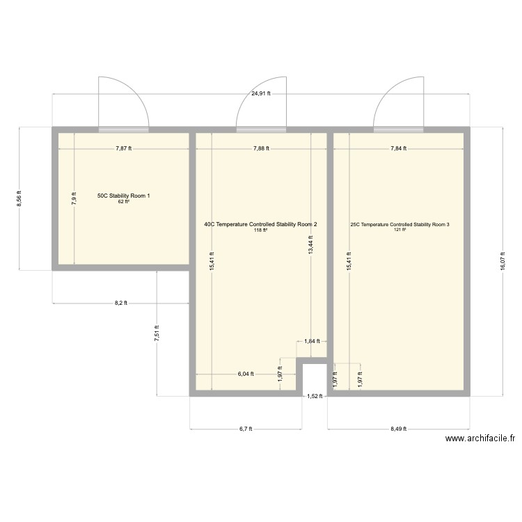 Selly. Plan de 3 pièces et 28 m2