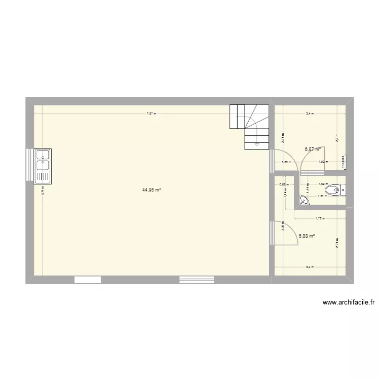 ANNE & REMY. Plan de 3 et 58 m² ANNE & REMY. Plan de 3 et 58 m²