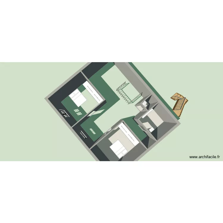 Maison &eacute;tage. Plan de 3  et 23 m²