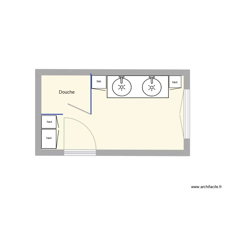 salle bains queven evolution meublee. Plan de 1 pièce et 7 m²